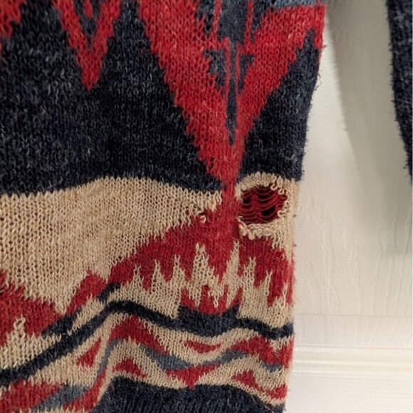 Chaps Aztec Southwestern Sweater Womens Size Large Blue Western Long Sleeve - Picture 4 of 12